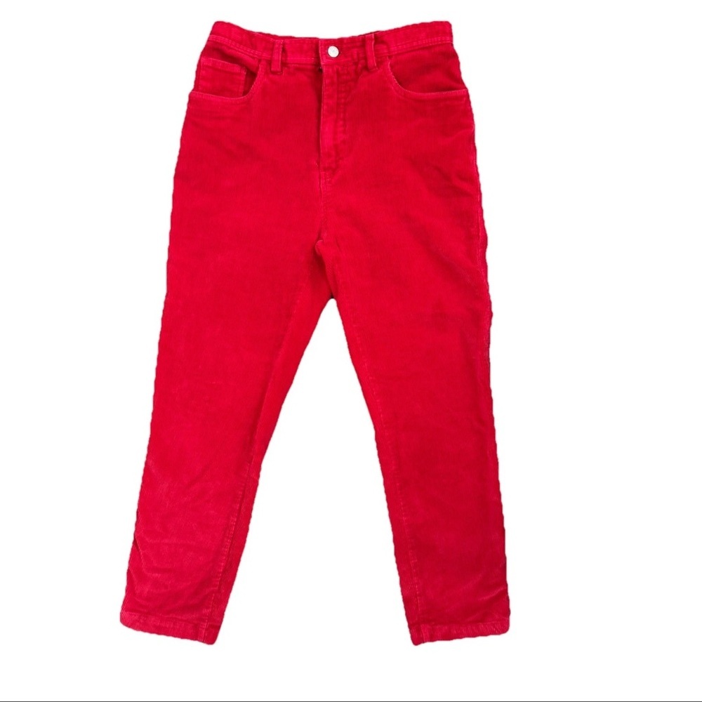 Vintage Bill Blass Women's 8 Red High Rise Corduroy Tapered Leg Jeans Grunge 90s